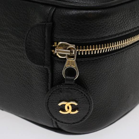 CHANEL Vanity Cosmetic Pouch Caviar Skin Black CC Auth bs6497 - Picture 14 of 16
